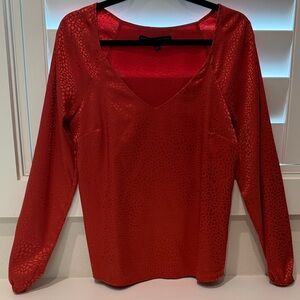 White House Black Market Scarlet Textured Blouse